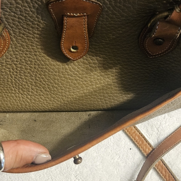 Vintage Dooney&Bourke Pebbled Leather Handbag Purse Crossbody/Double Handles - Picture 9 of 12
